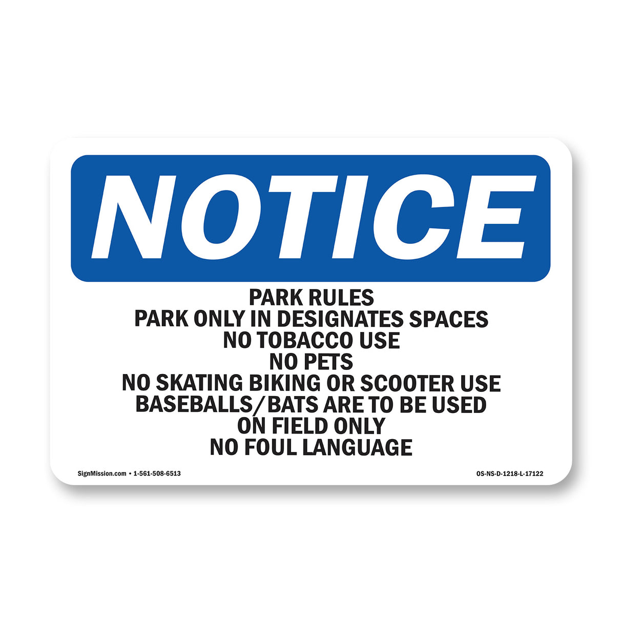 Park Rules Park Only In Designated