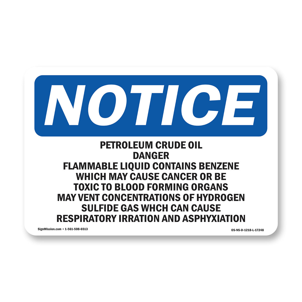 Petroleum Crude Oil Danger Flammable Liquid Sign
