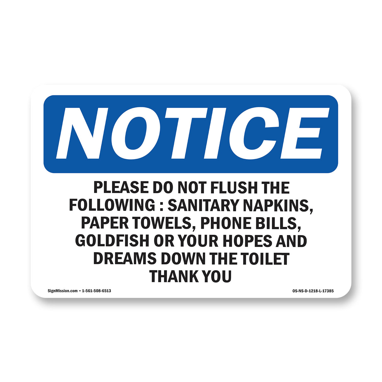 Please Do Not Flush The Following Sanitary