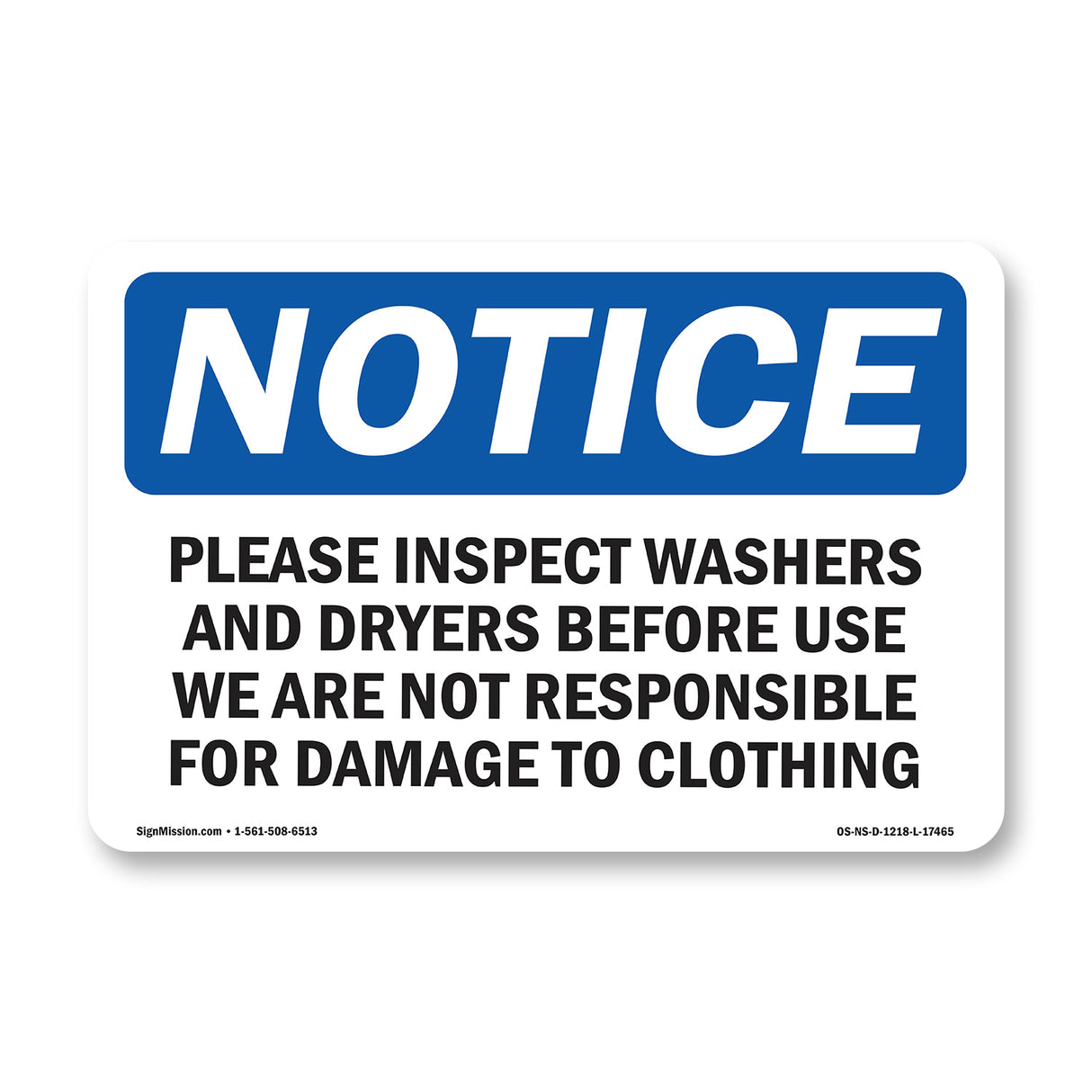 Please Inspect Washers And Dryers Before