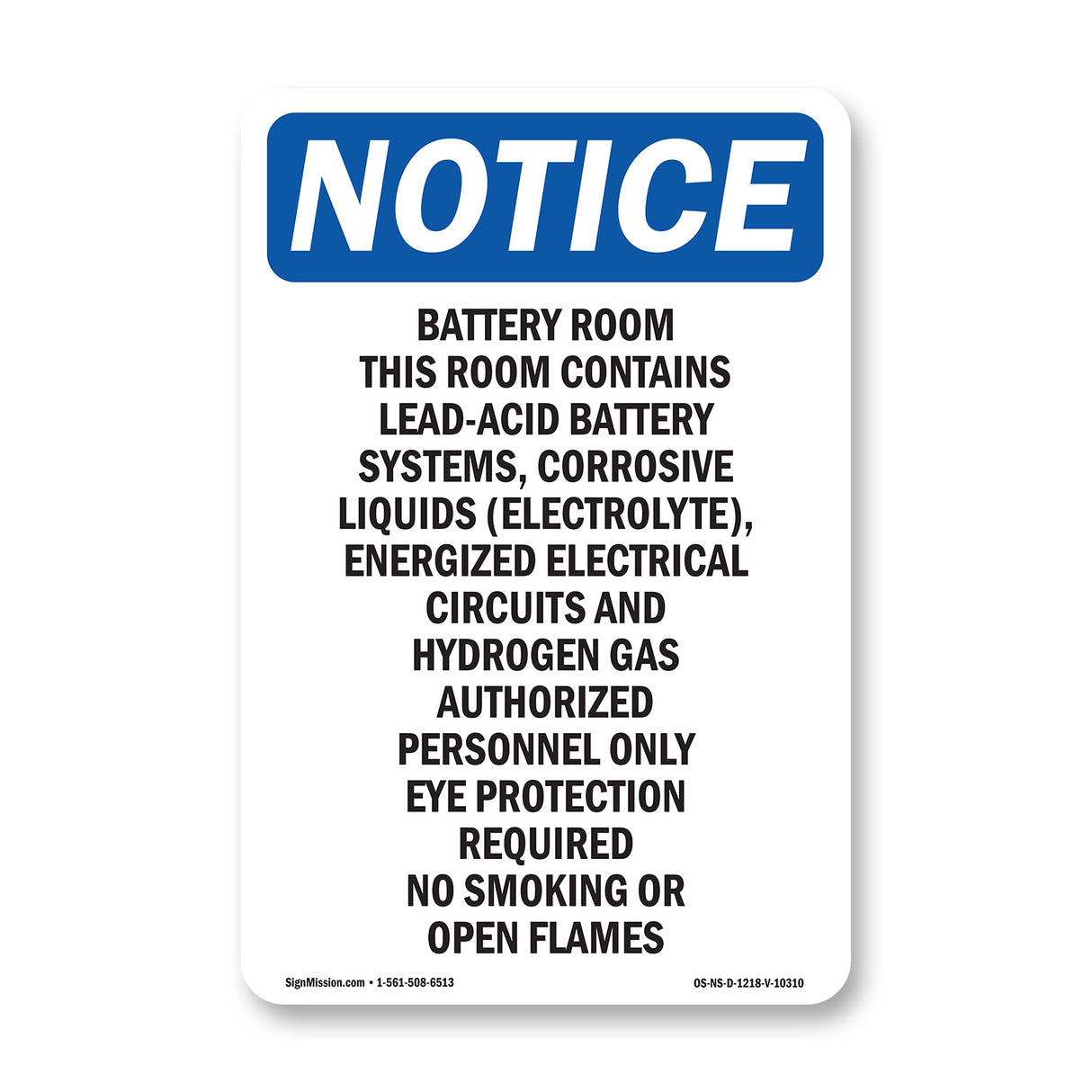 Battery Room This Room Contains Lead-Acid