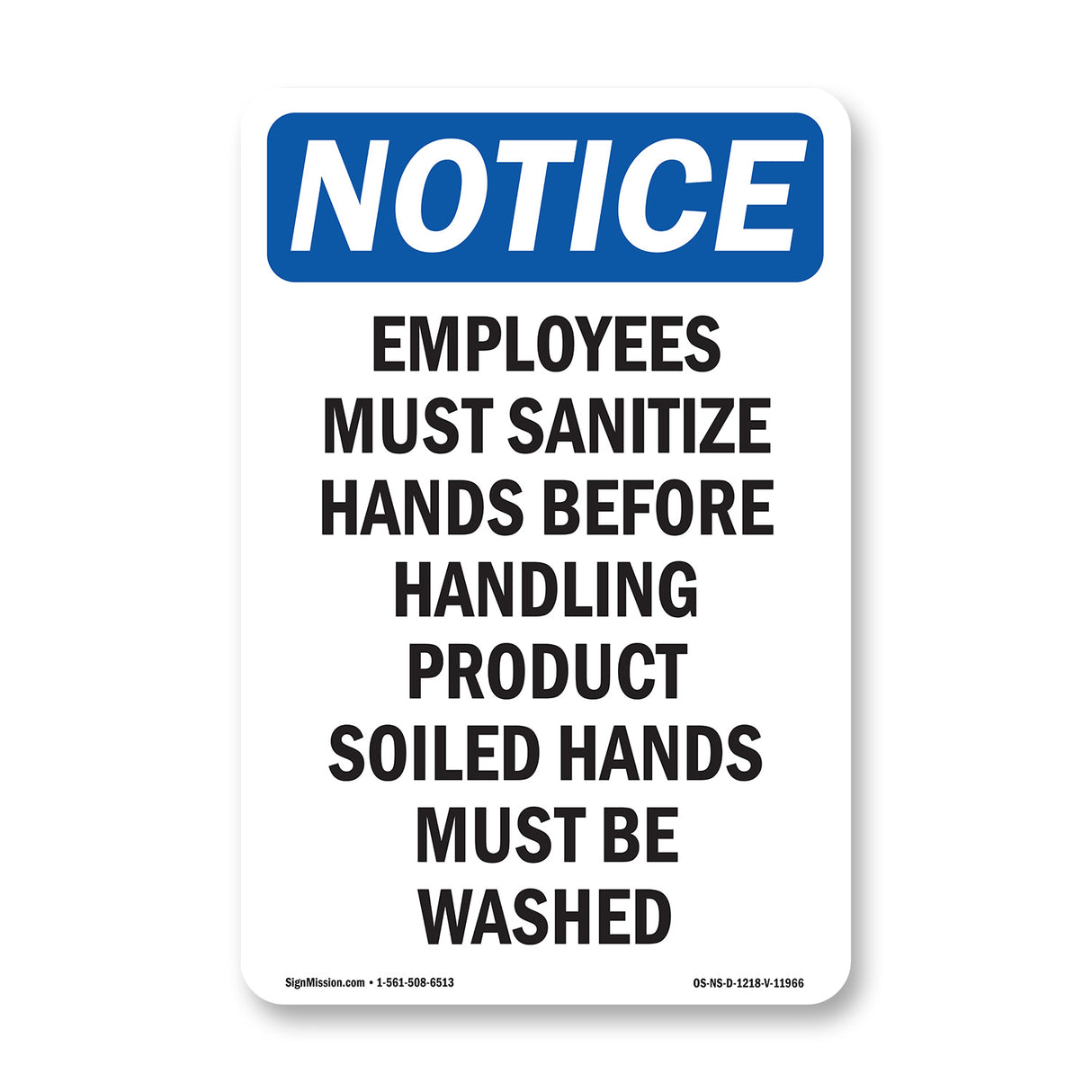 Employees Must Sanitize Hands Before Handling Sign