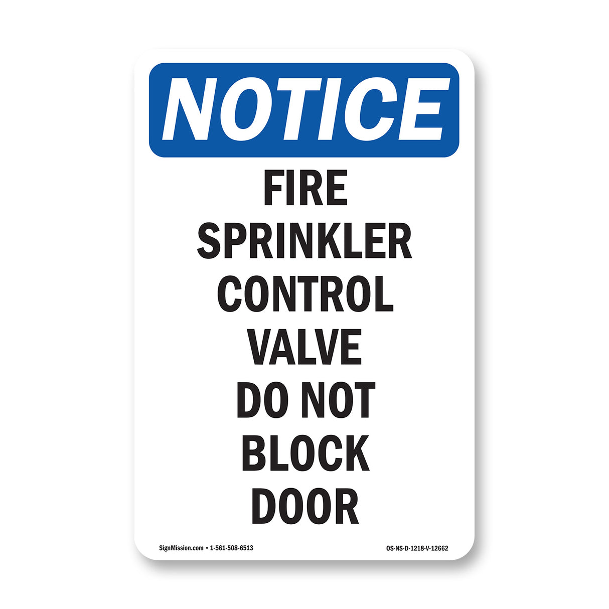 Fire Sprinkler Control Valve Do Not Block Door