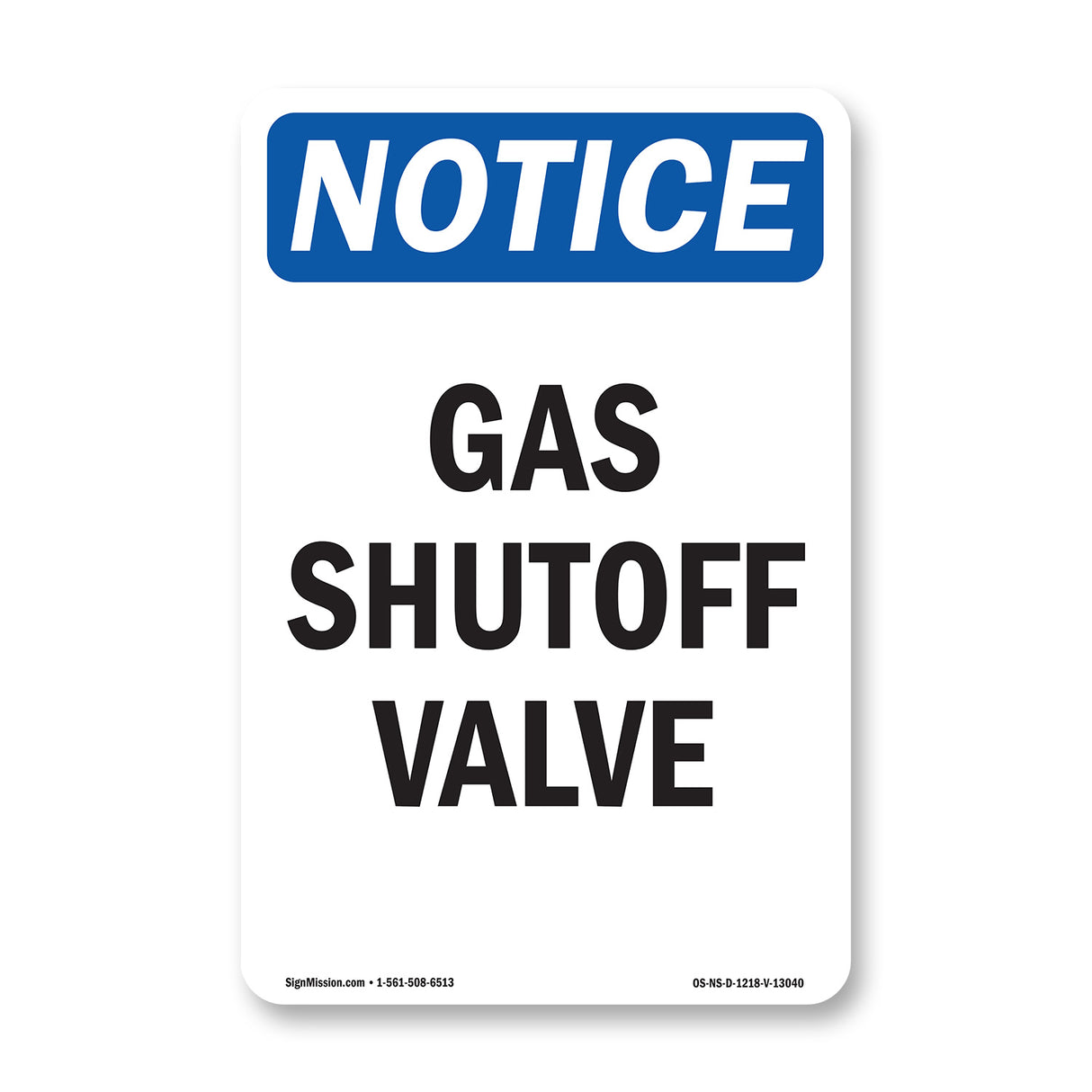 Gas Shutoff Valve Sign