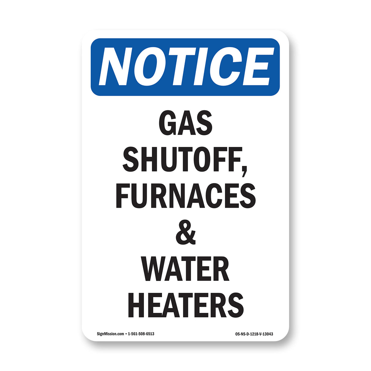Gas Shutoff, Furnaces And Water Heaters Sign