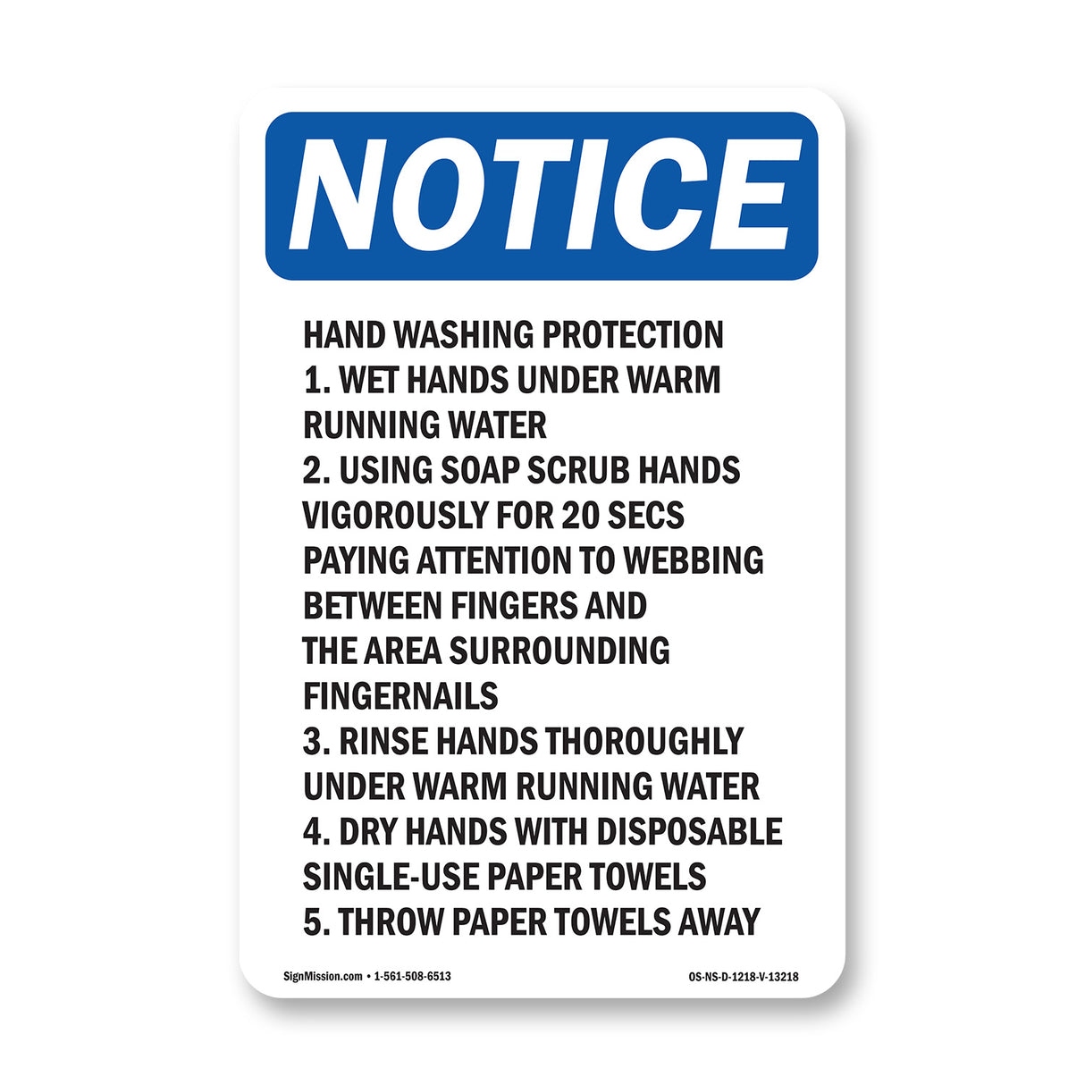 Hand Washing Protection 1. Wet Hands Under Sign