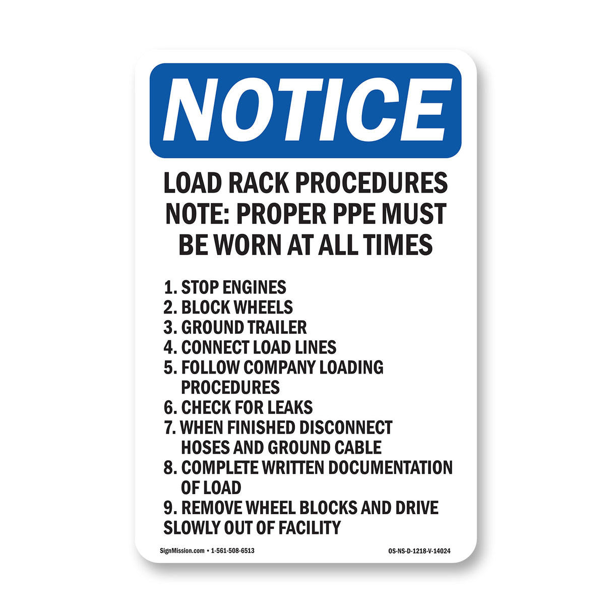 Load Rack Procedures Note Proper PPE Must