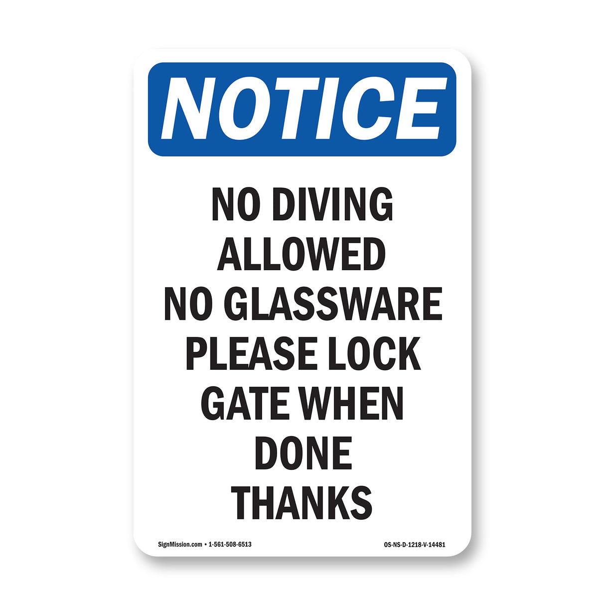 No Diving Allowed No Glassware Please Lock