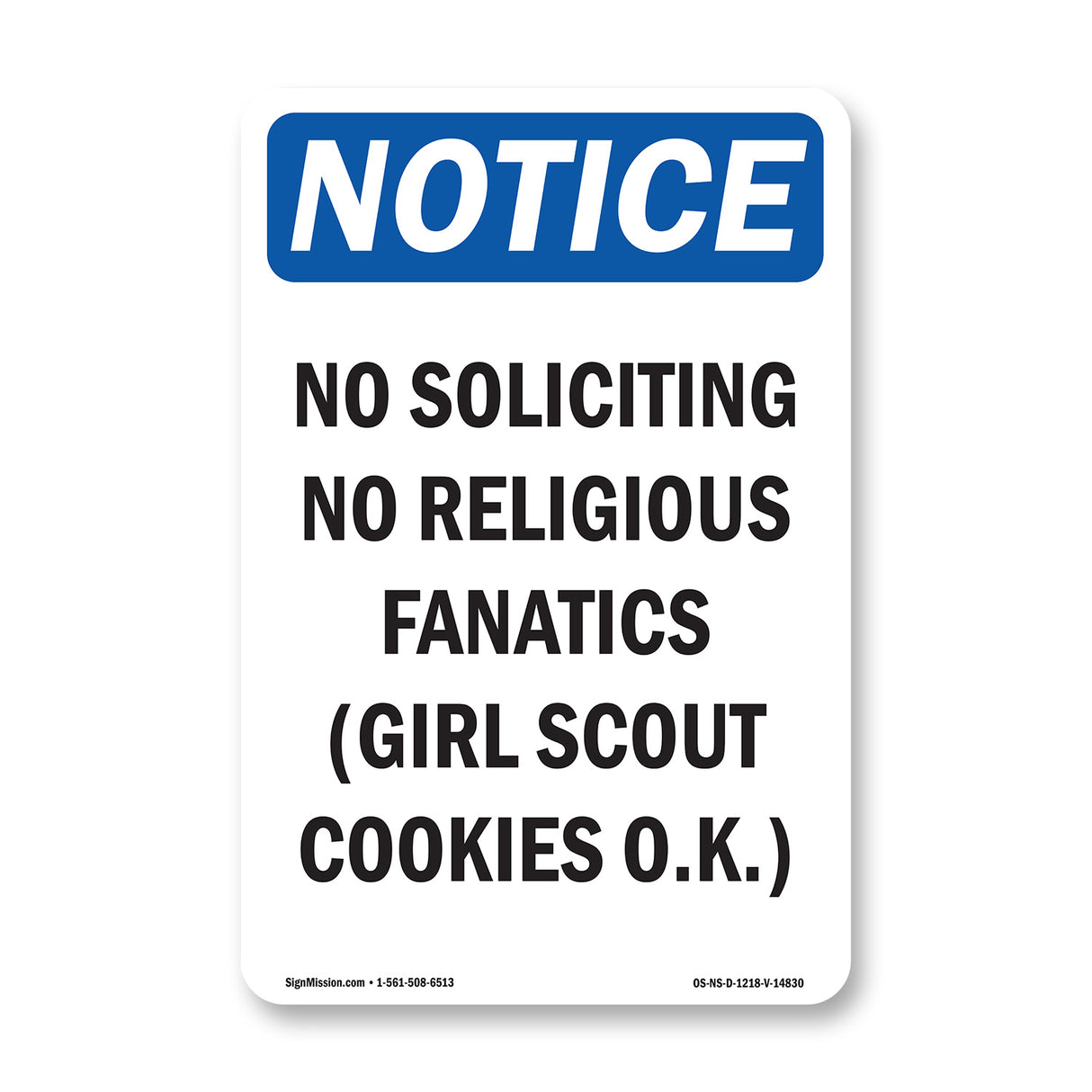 No Soliciting No Religious Fanatics (Girl