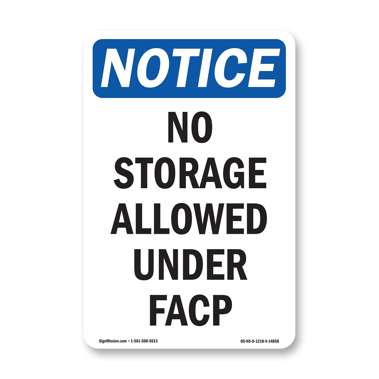 No Storage Allowed Under Facp