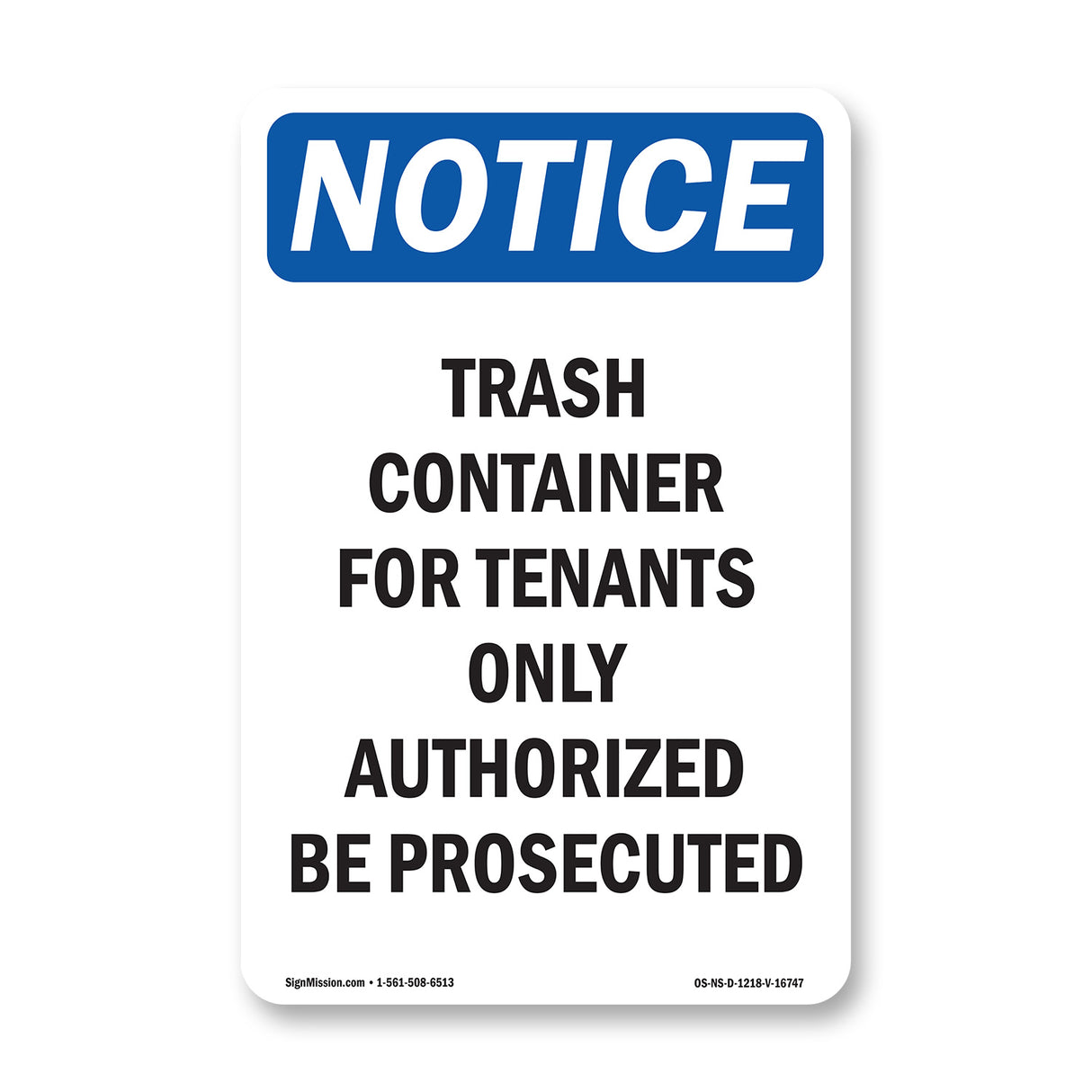 NOTICE Trash Container Tenants Others Prosecuted