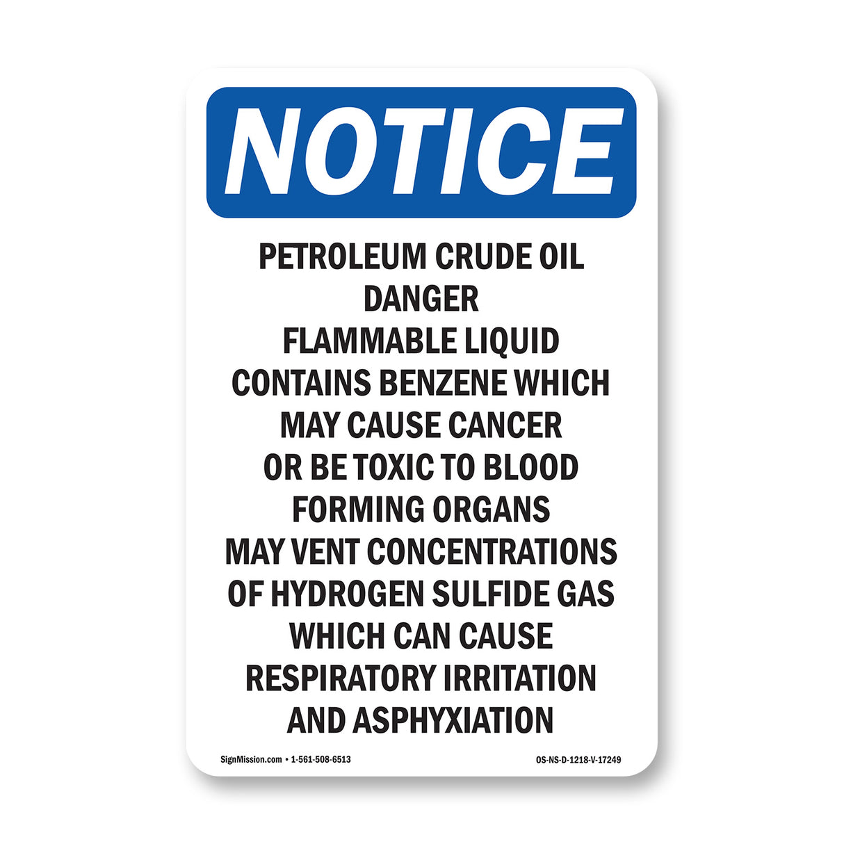 Petroleum Crude Oil Danger Flammable Liquid Sign