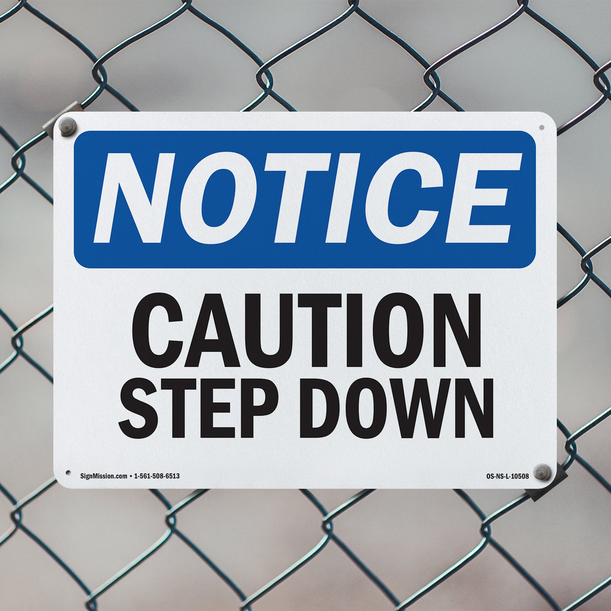 Caution Step Down Sign