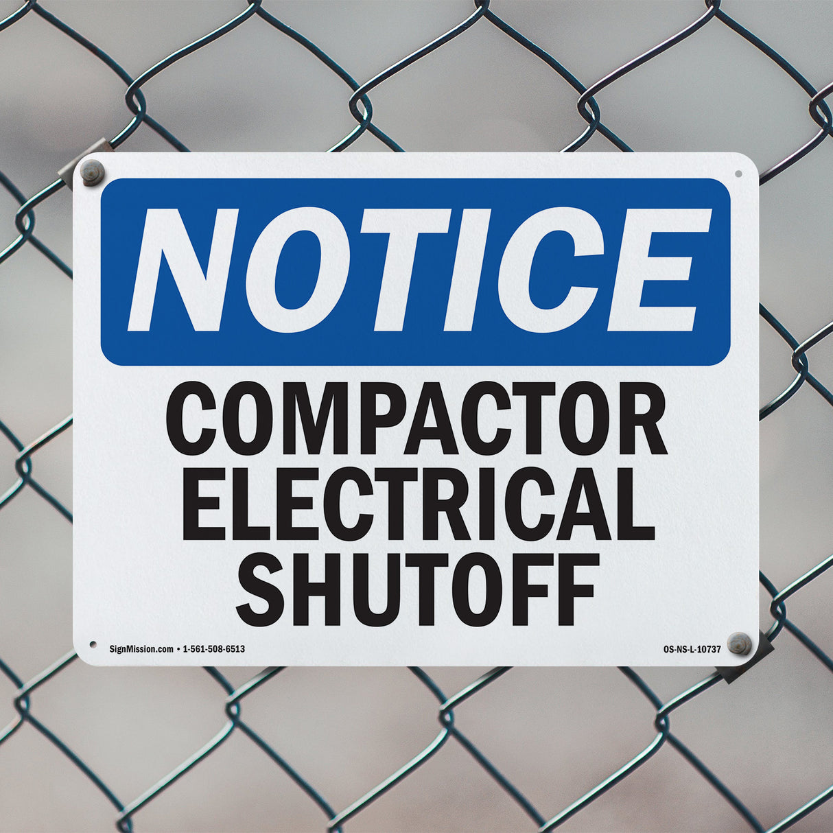 Compactor Electrical Shutoff Sign