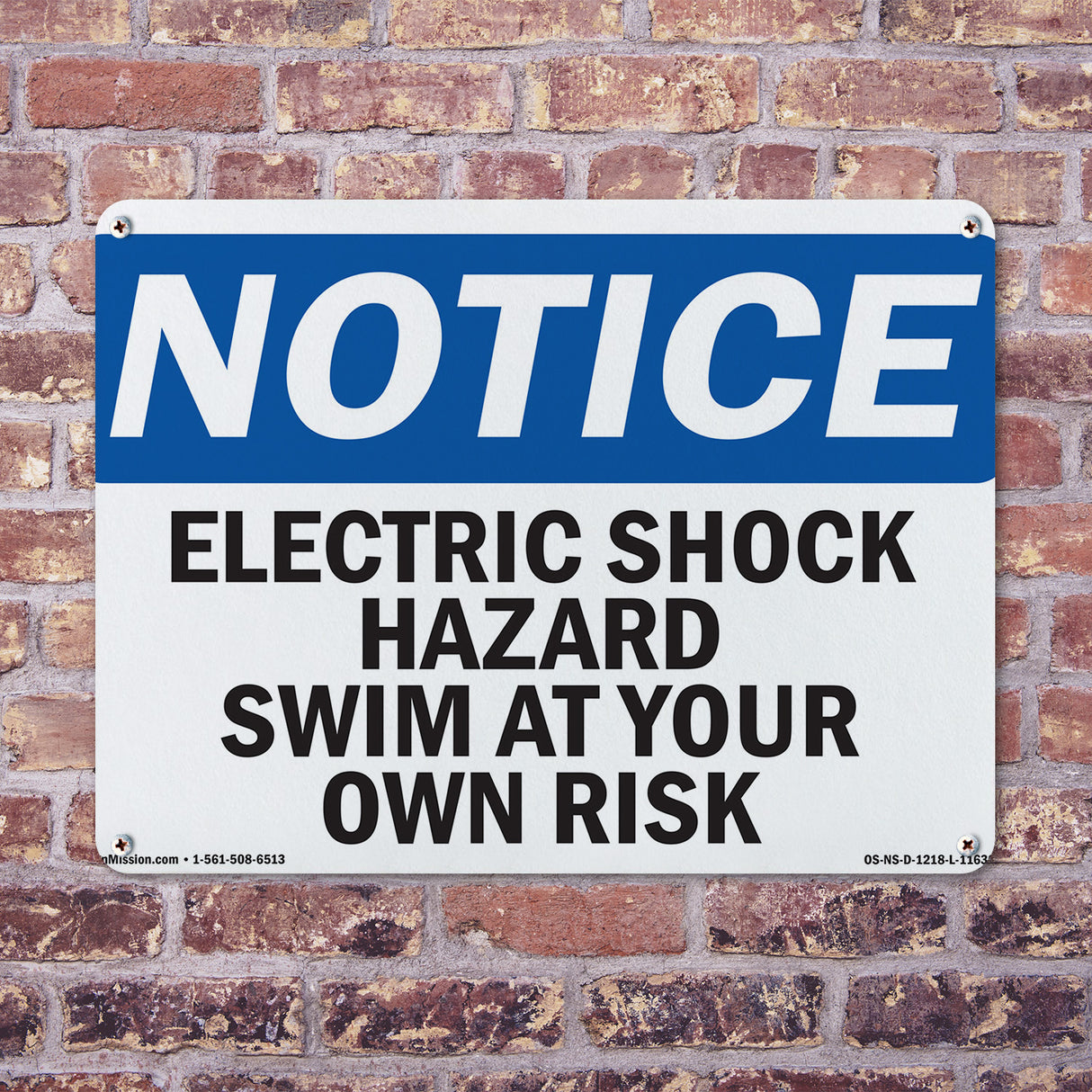 Electric Shock Hazard Risk Swim At Your Own Risk Sign