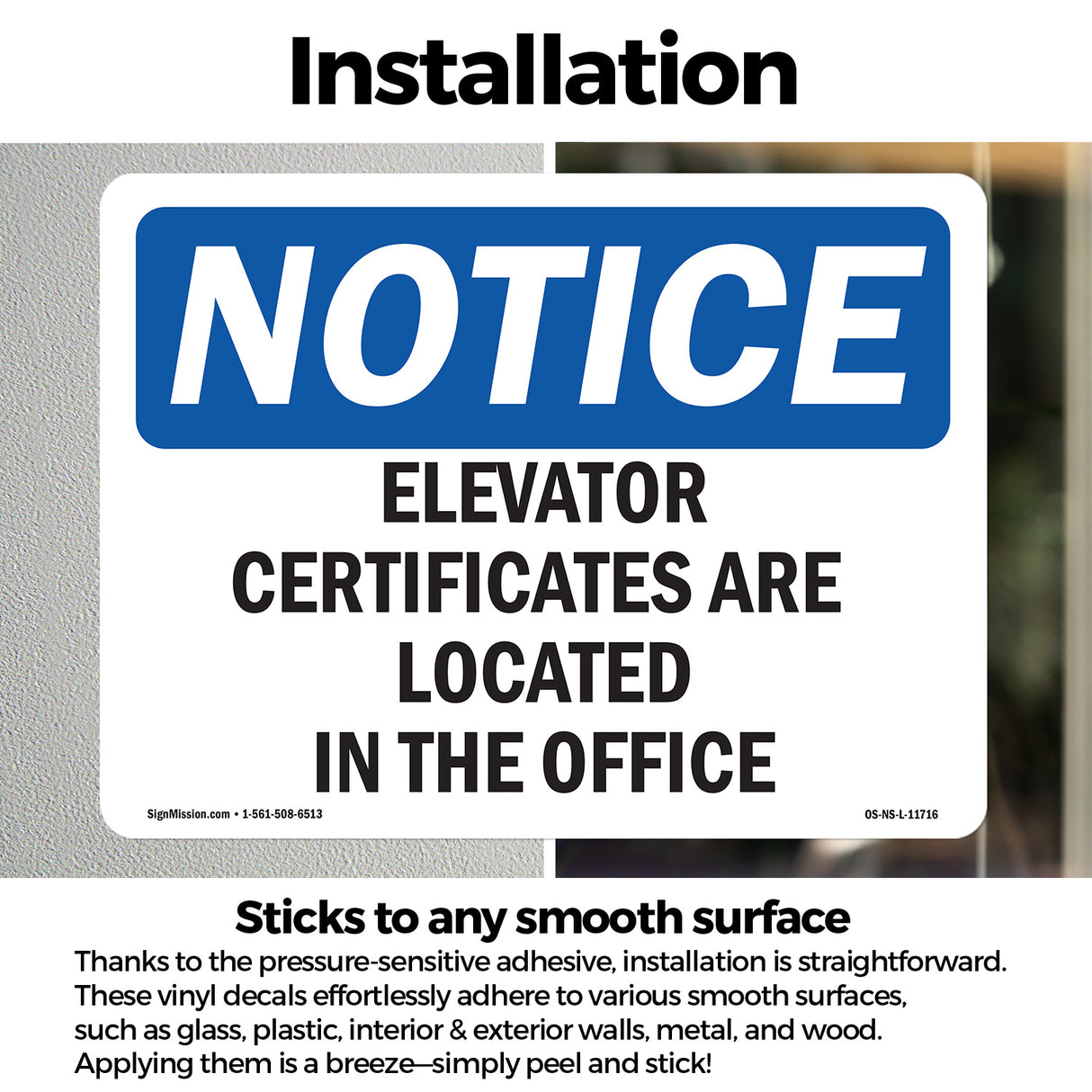 Elevator Certificates Are Located In The Office