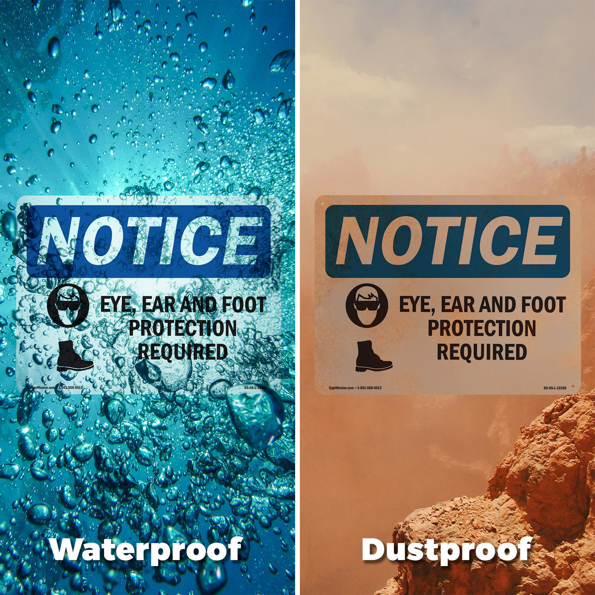 Eye, Ear & Foot Protection Required