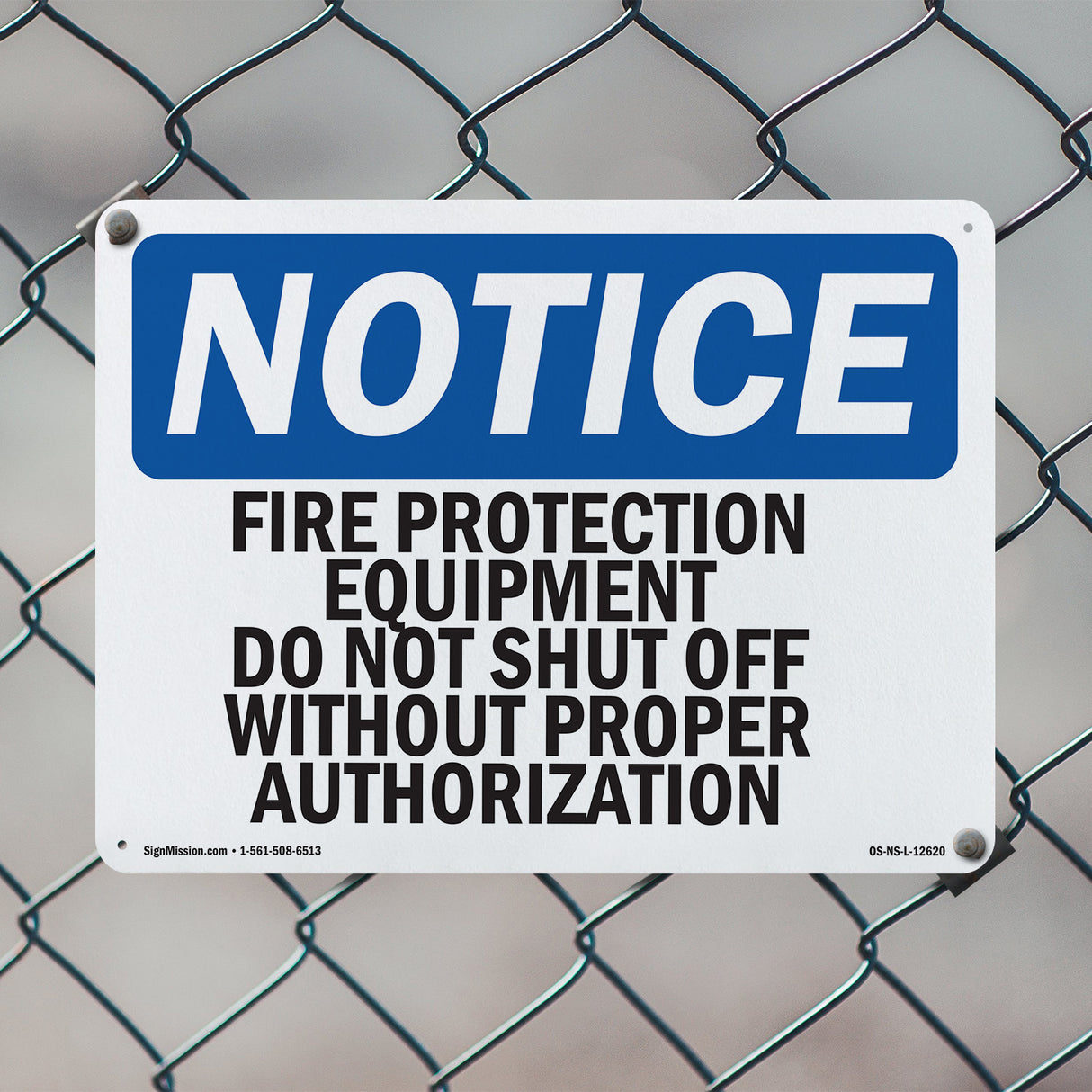 Fire Protection Equipment Do Not Shut Off