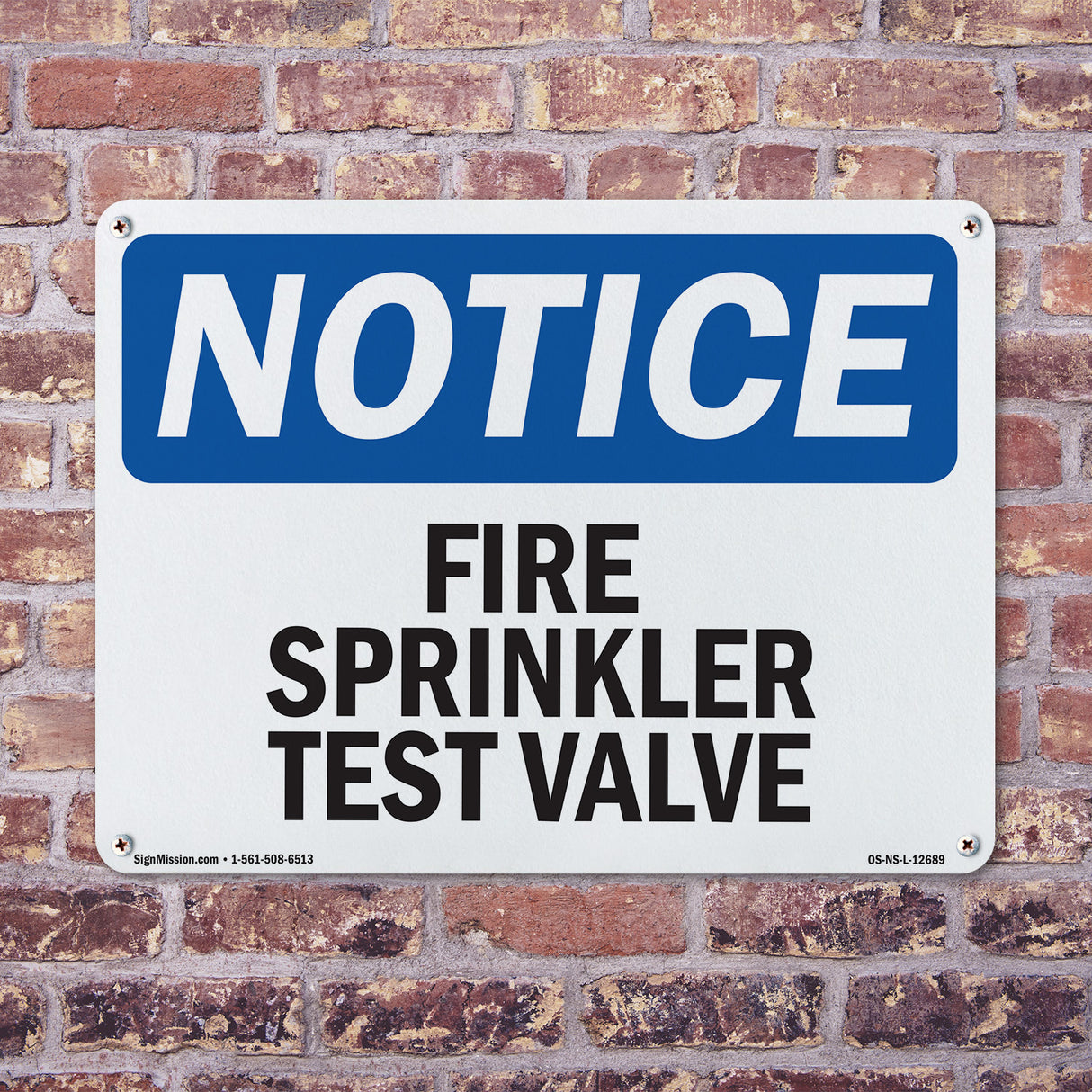 Fire Sprinkler Test Valve Sign