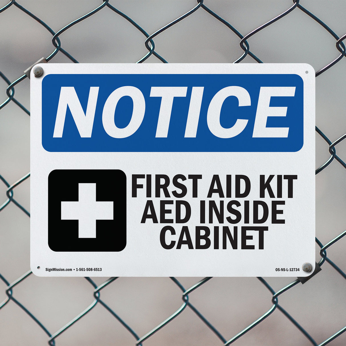 First Aid Kit AED Inside Cabinet