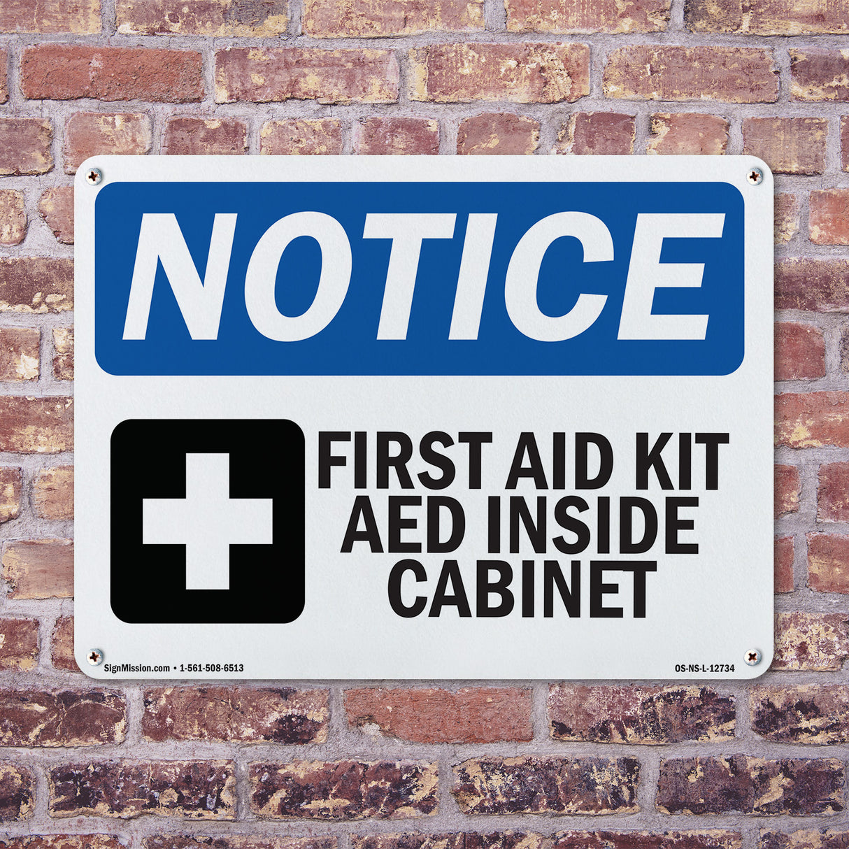 First Aid Kit AED Inside Cabinet