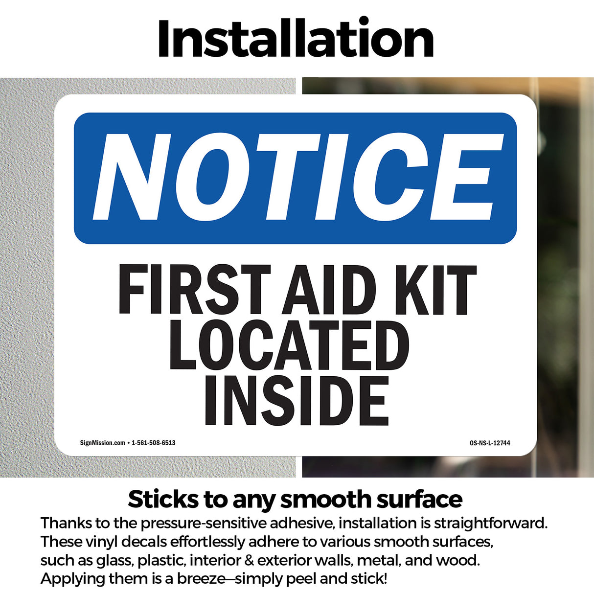 First Aid Kit Located Inside Sign