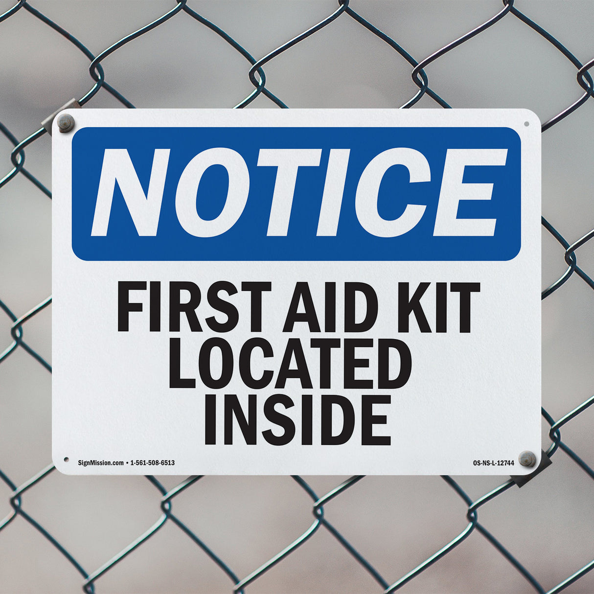 First Aid Kit Located Inside Sign