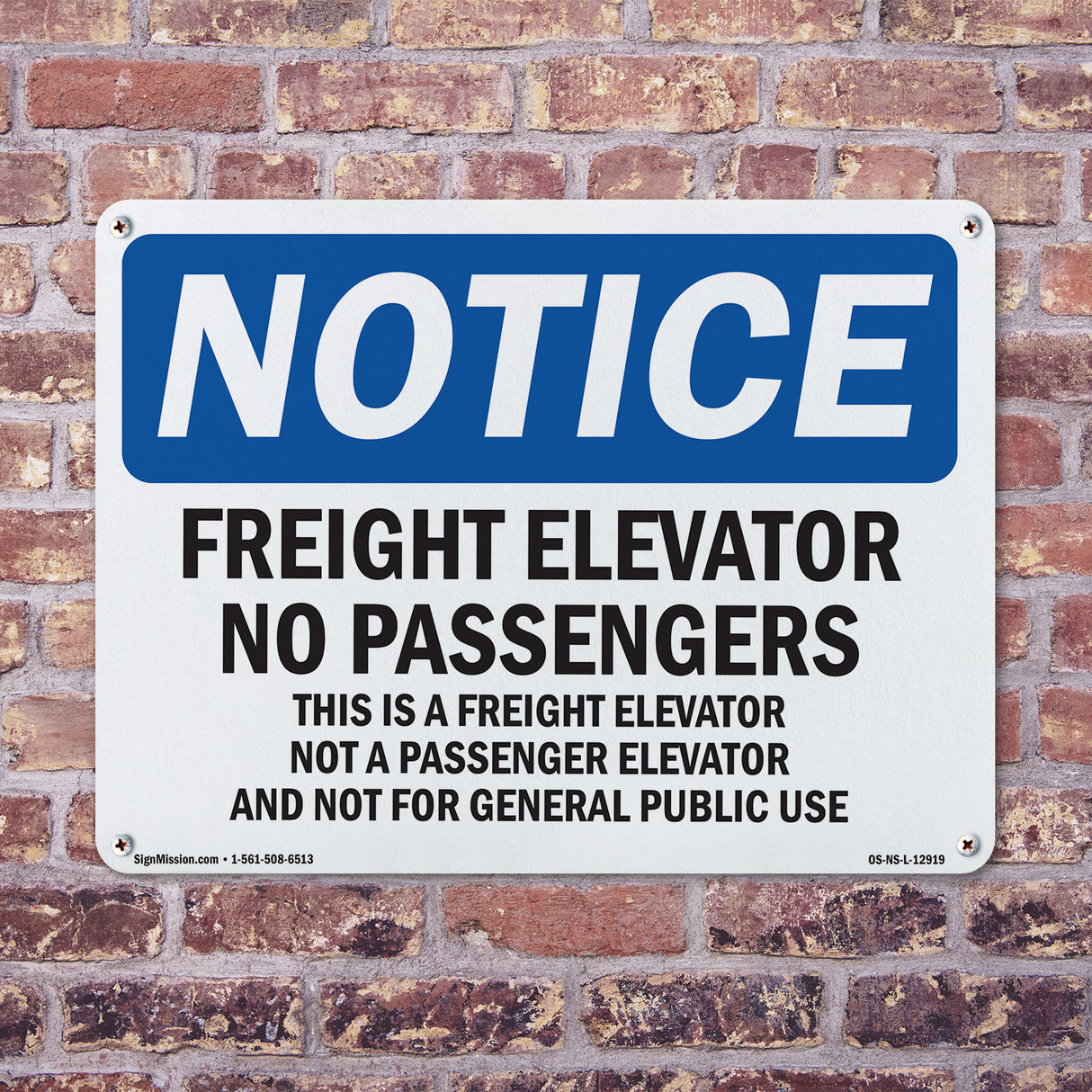 Freight Elevator No Passengers Sign