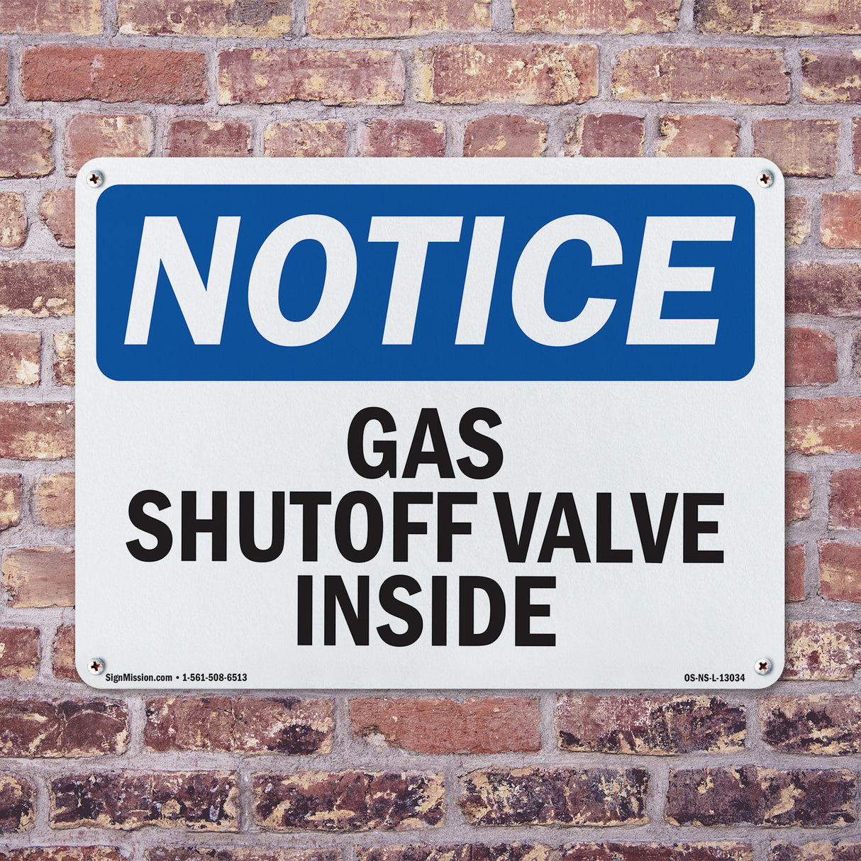 Gas Shutoff Valve Inside Sign