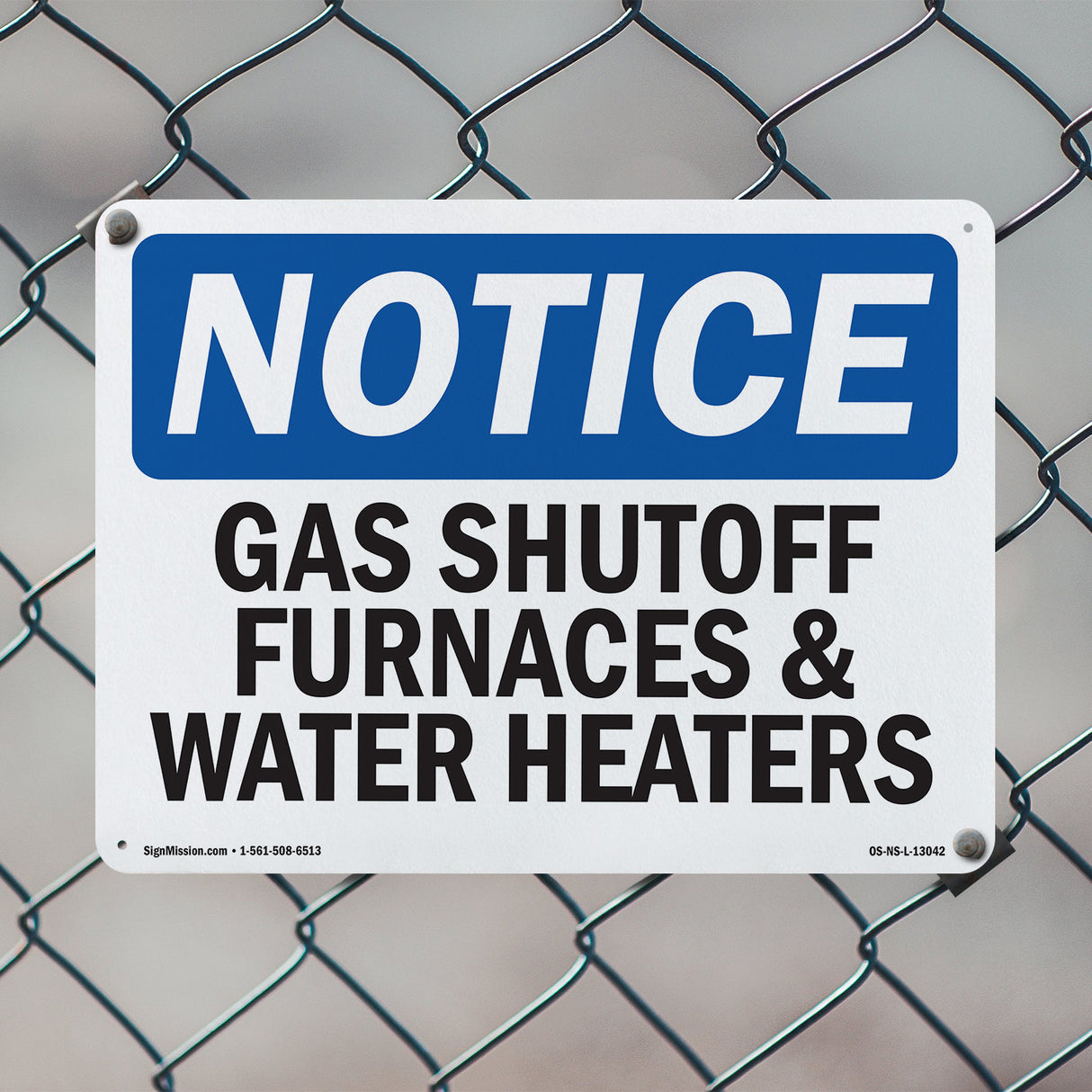 Gas Shutoff, Furnaces And Water Heaters Sign