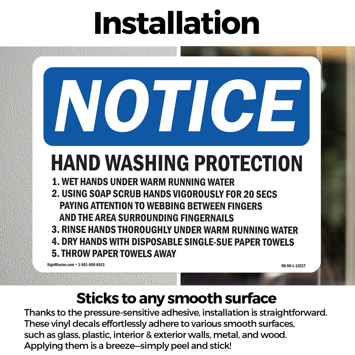 Hand Washing Protection 1. Wet Hands Under Sign