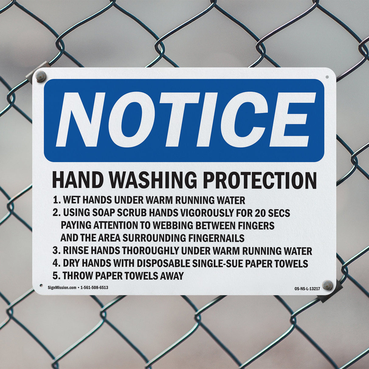 Hand Washing Protection 1. Wet Hands Under Sign