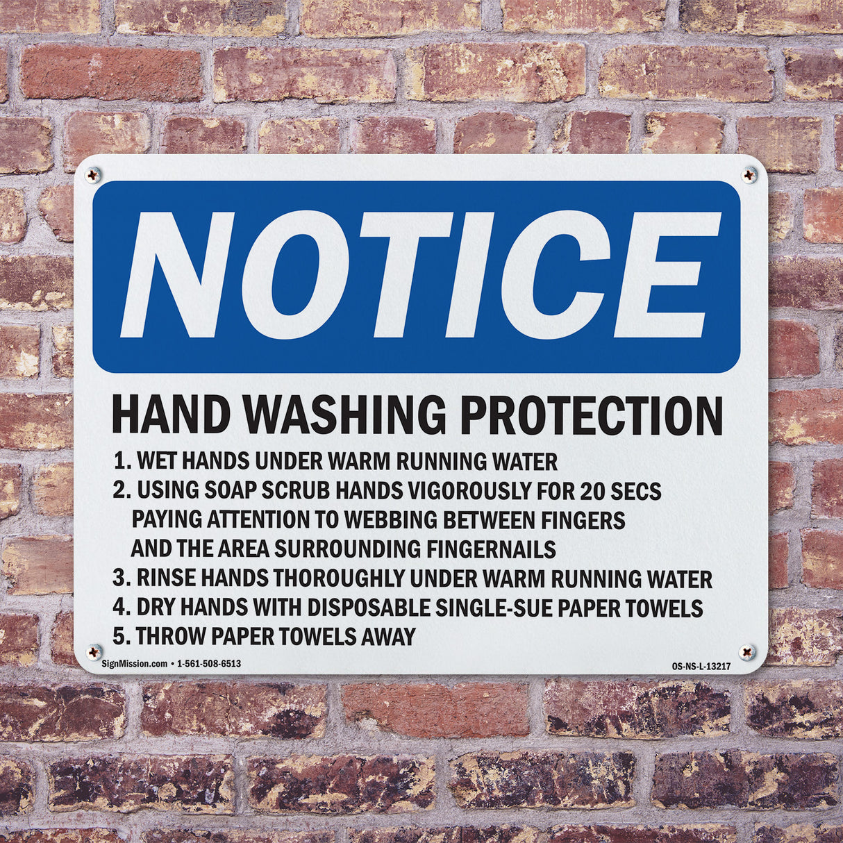 Hand Washing Protection 1. Wet Hands Under Sign
