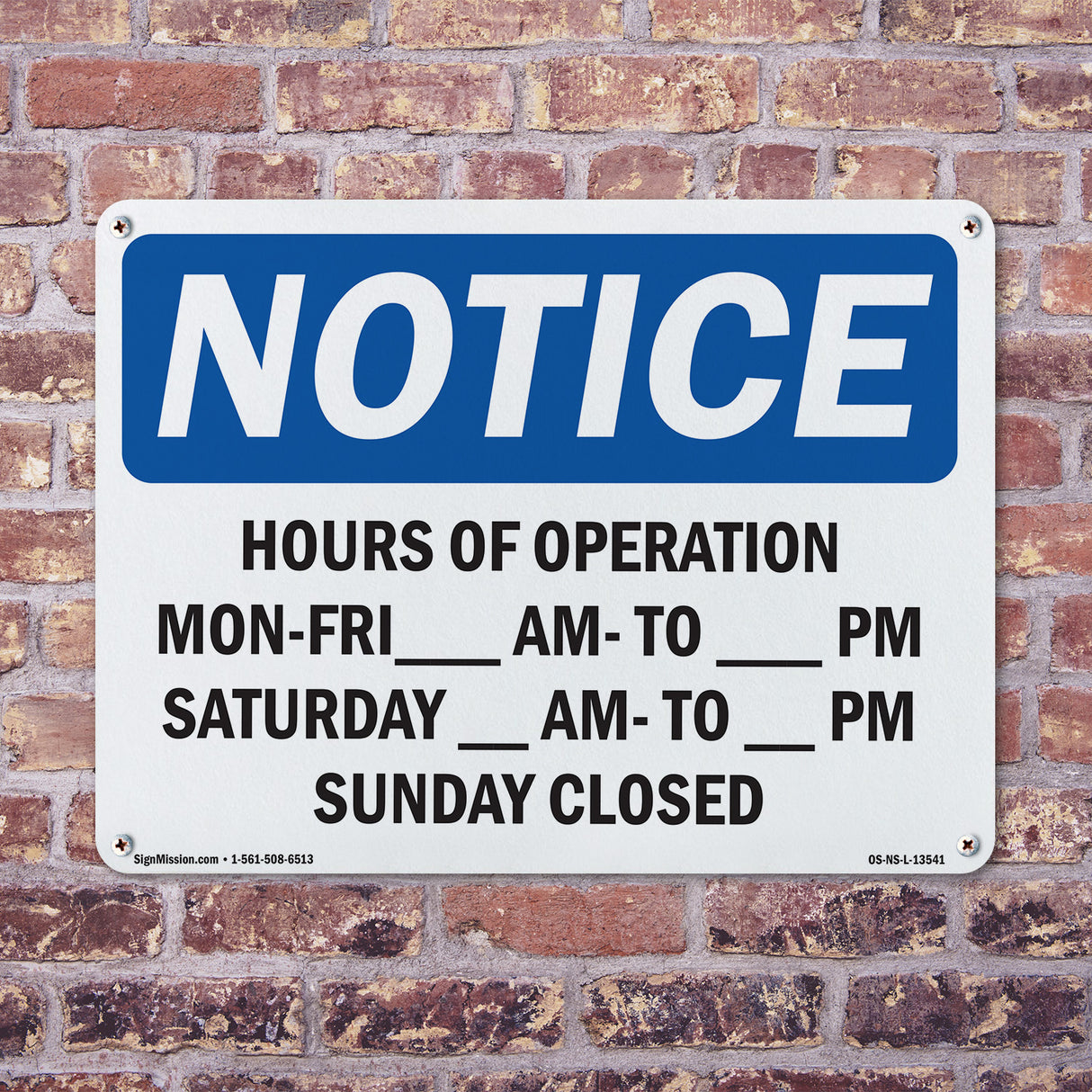 Hours Of Operation Mon - Fri ____ Am - ____