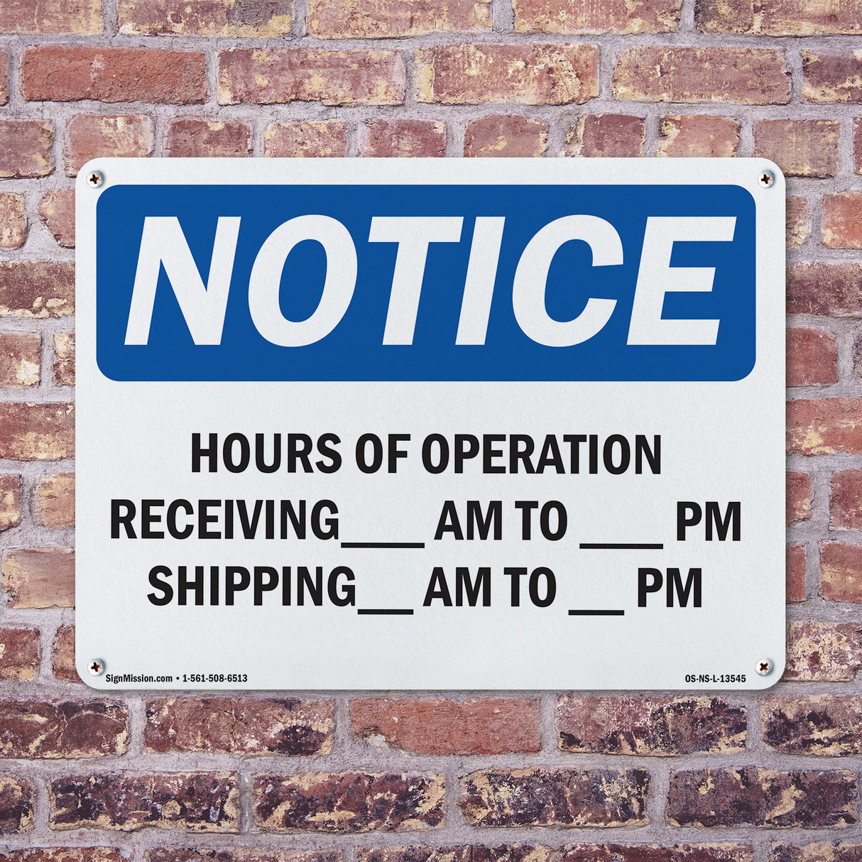 Hours Of Operation Receiving ____ Am - ____