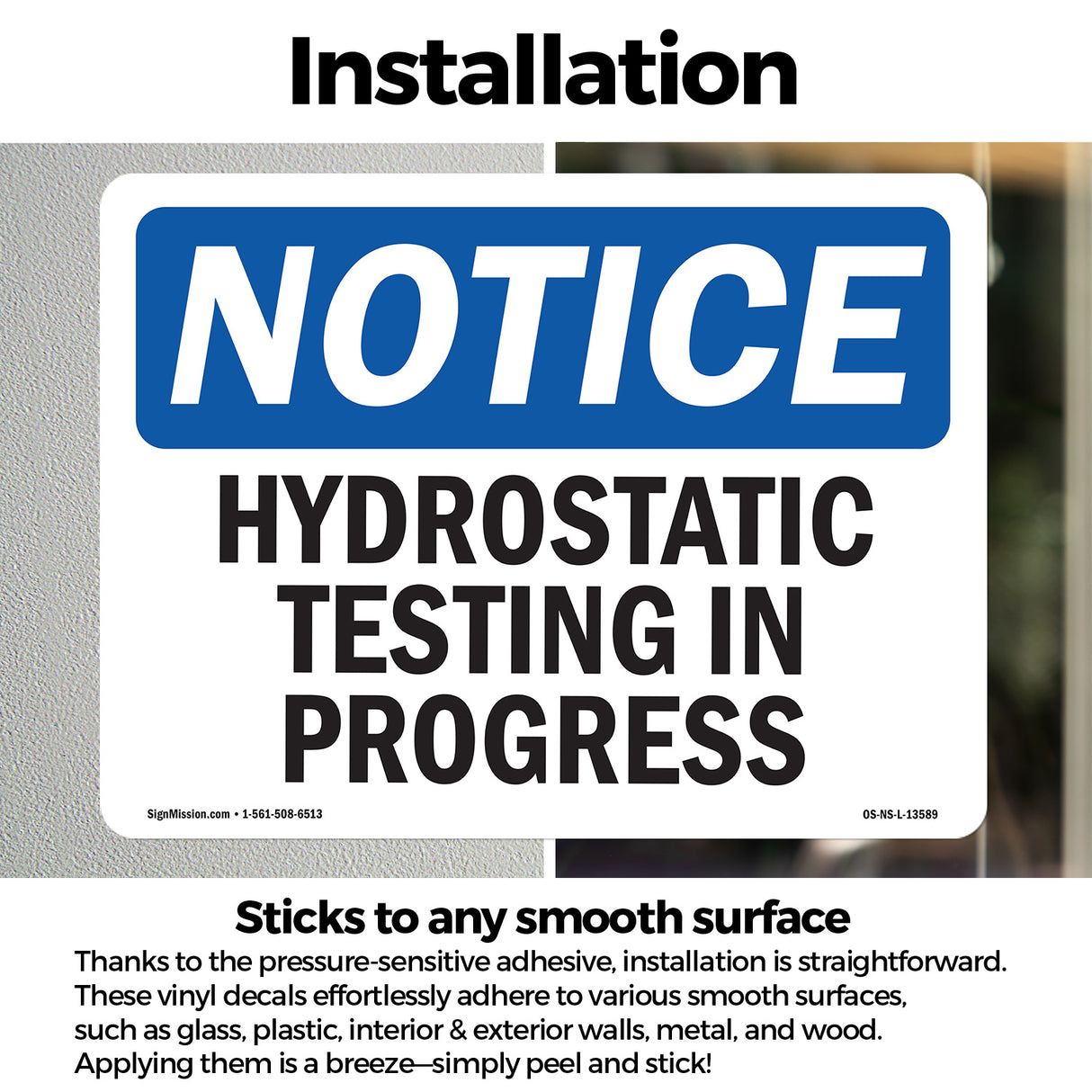 Hydrostatic Testing In Progress Sign