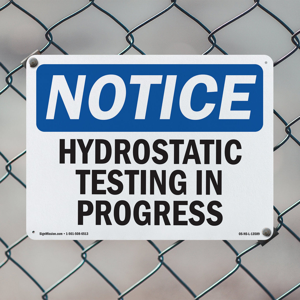 Hydrostatic Testing In Progress Sign