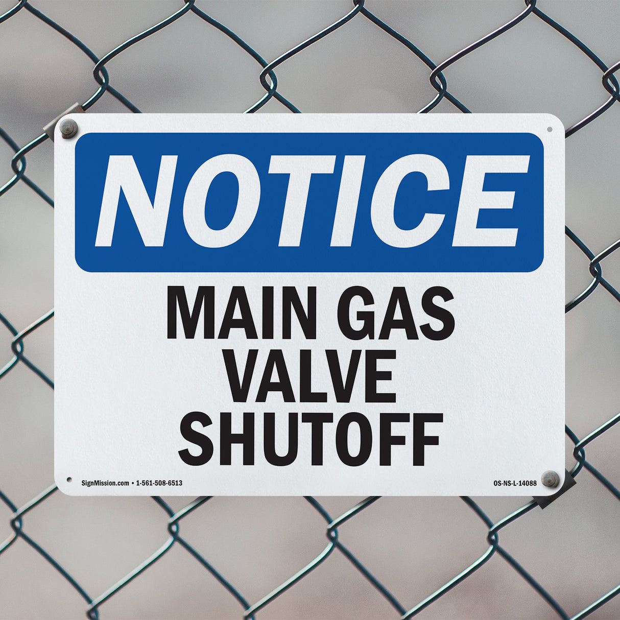 Main Gas Valve Shutoff Sign
