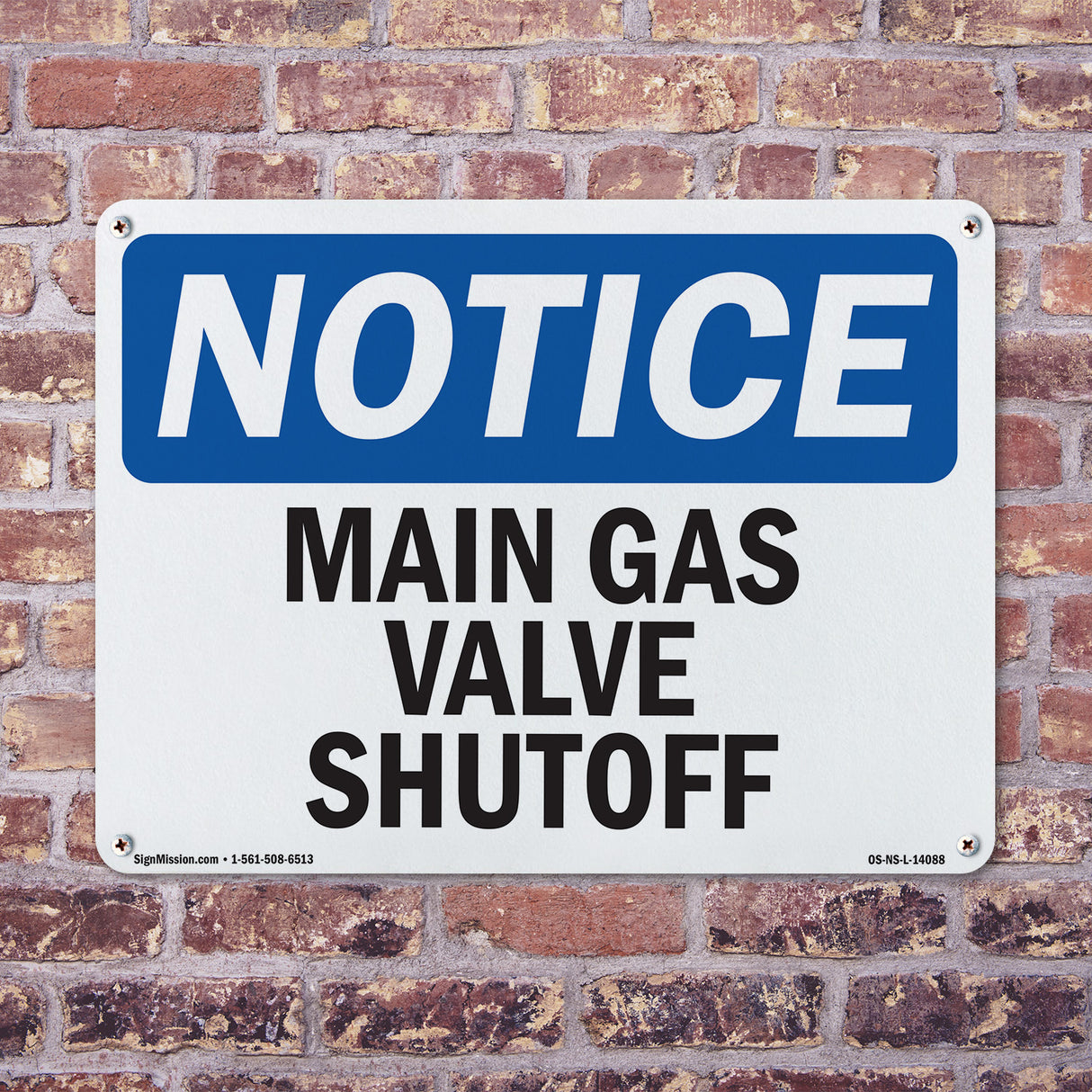 Main Gas Valve Shutoff Sign