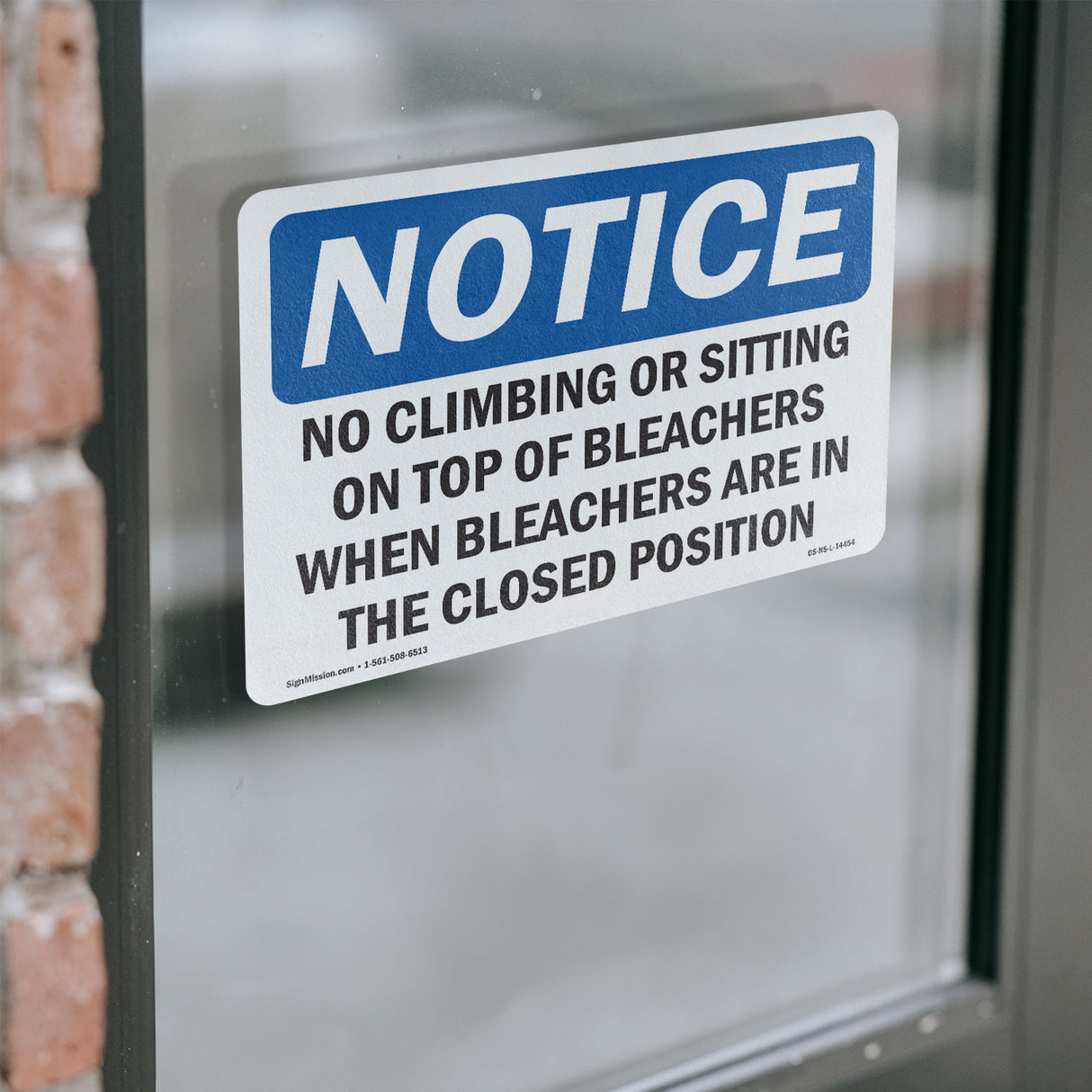 No Climbing Or Sitting On Top Of Bleachers Sign