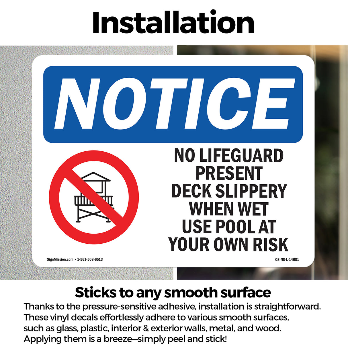 No Lifeguard Present Deck Slippery