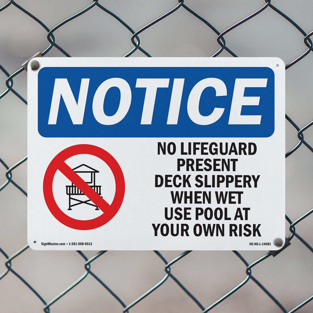 No Lifeguard Present Deck Slippery