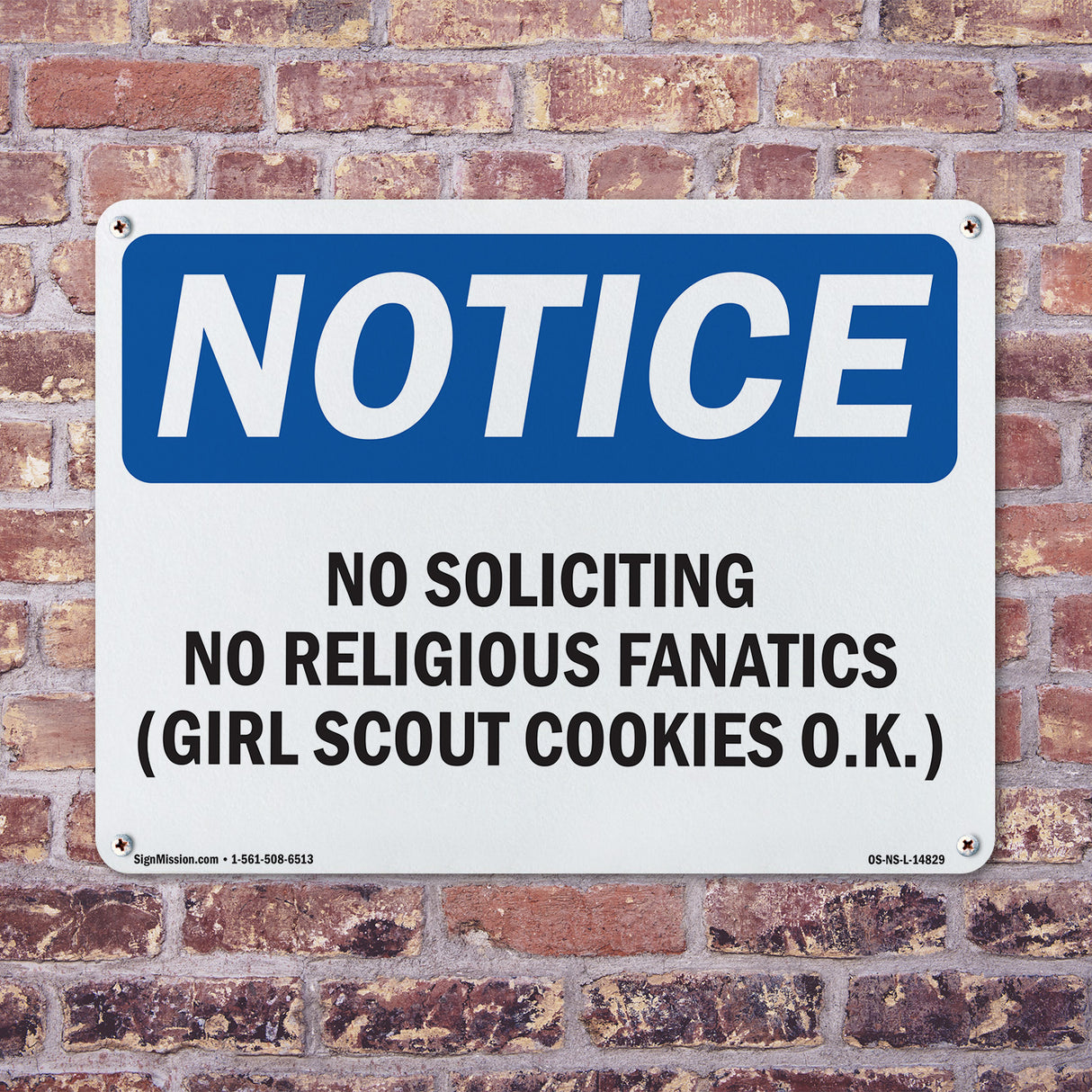 No Soliciting No Religious Fanatics (Girl
