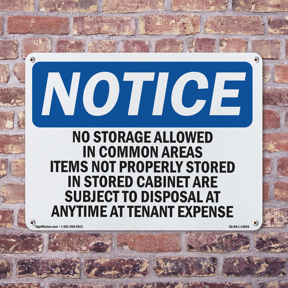 No Storage Allowed In Common Areas Items