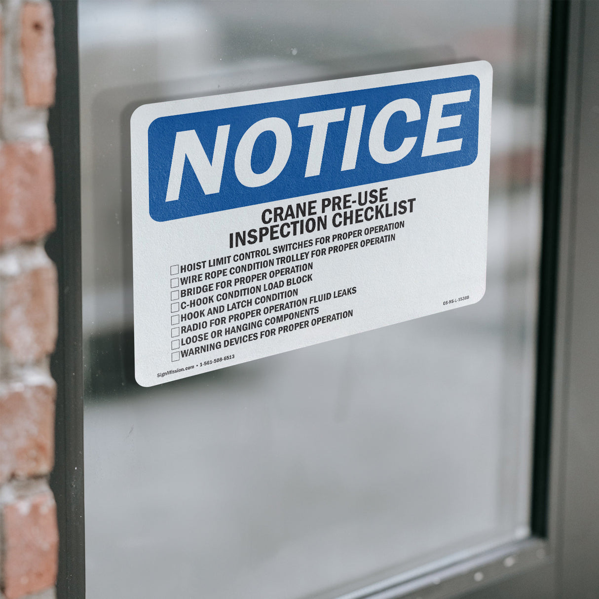 NOTICE Crane Pre-Use Inspection Checklist