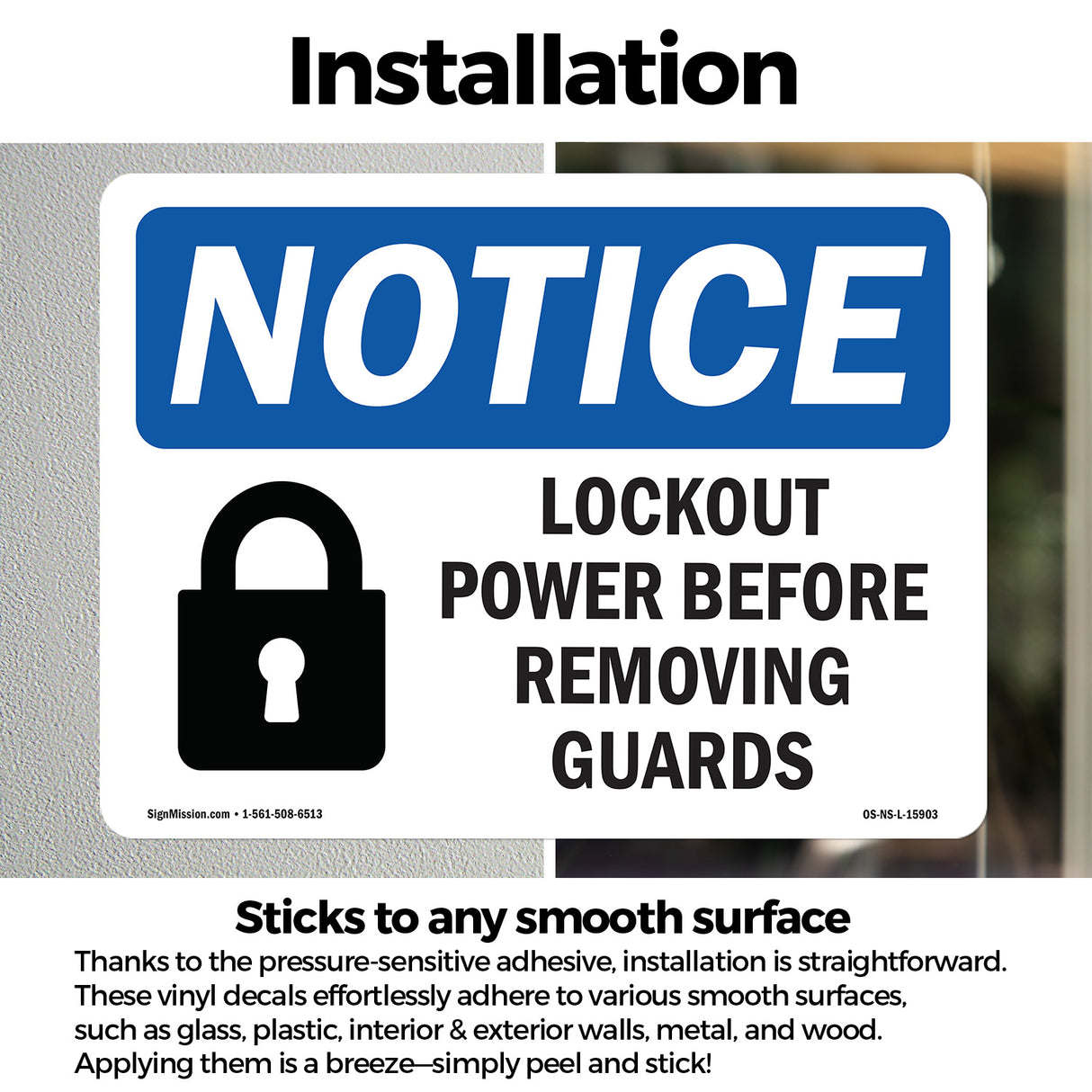 NOTICE Lockout Power Before Removing Guards