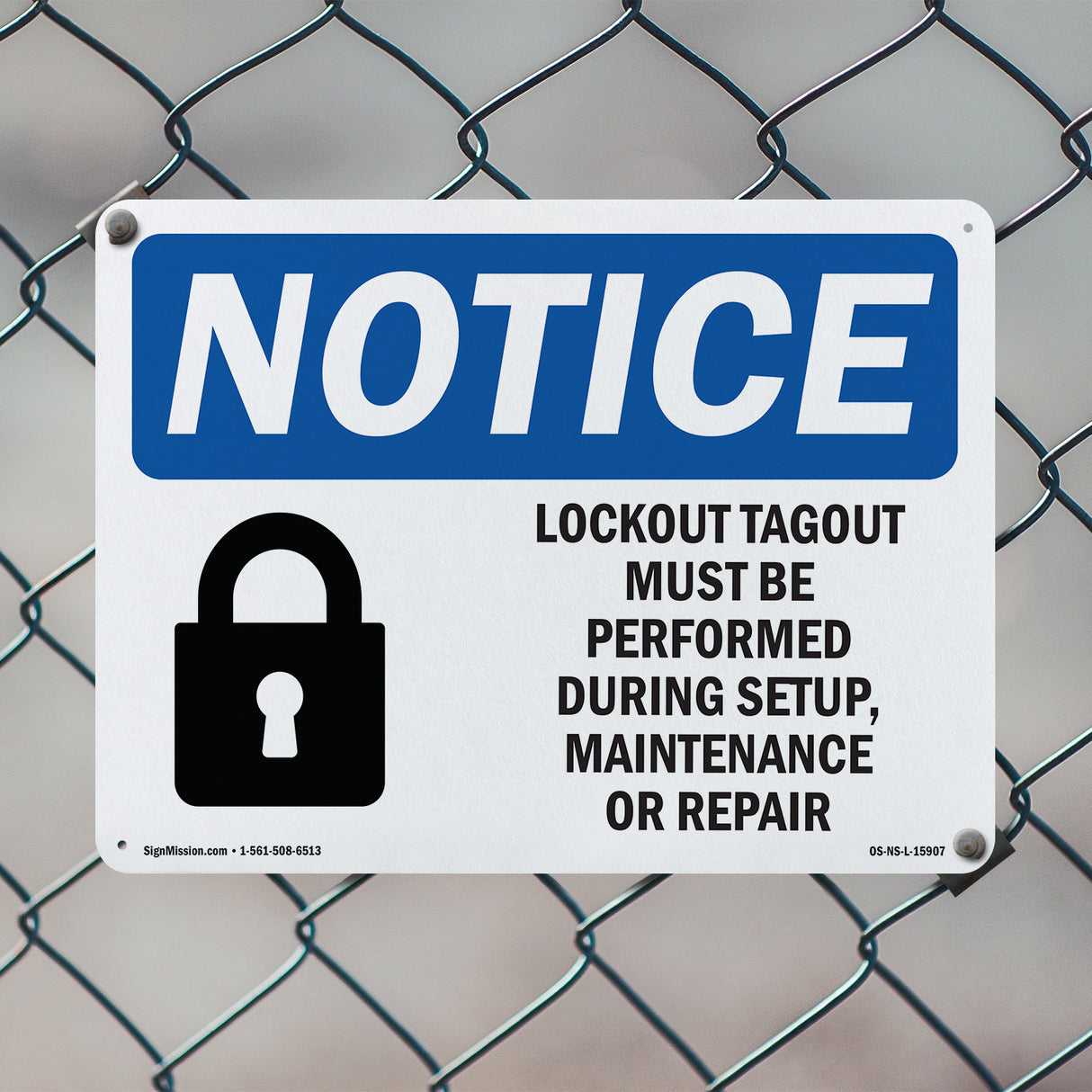 NOTICE Lockout Tagout Setup Maintenance Repair