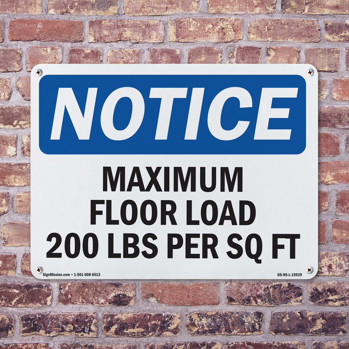 NOTICE Maximum Floor Loading 200 Lbs Per Sq Ft
