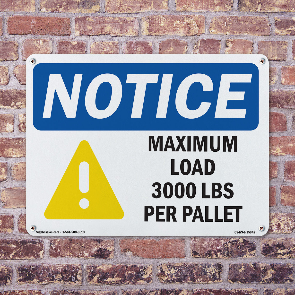 NOTICE Maximum Load 3000 Lbs