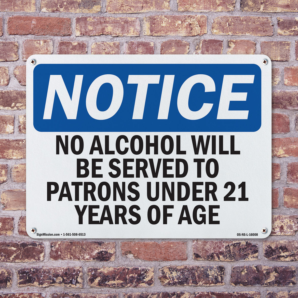 NOTICE No Alcohol Will Be Served